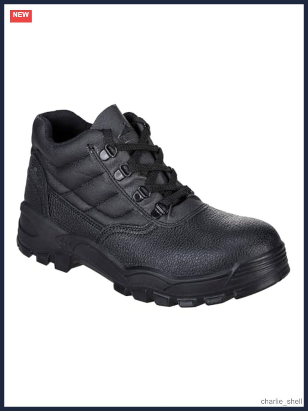 Portwest Steelite Black Leather Work Boot with Protective Steel Toecap ASTM